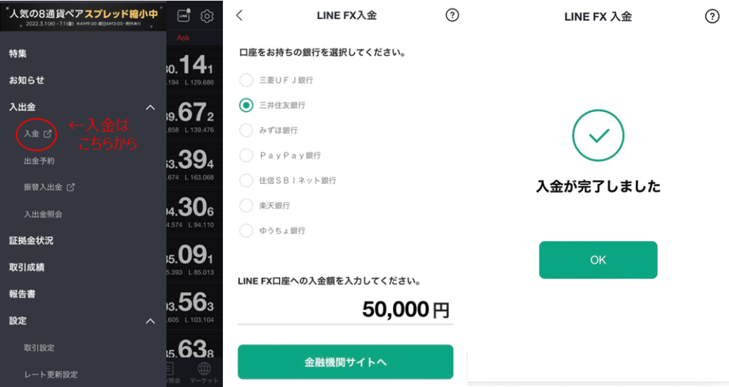 LINEFXの取引手順